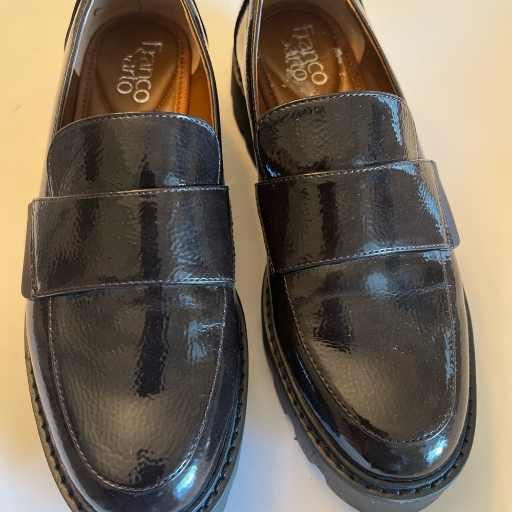 Franco Sarto Black Patent Leather Loafers